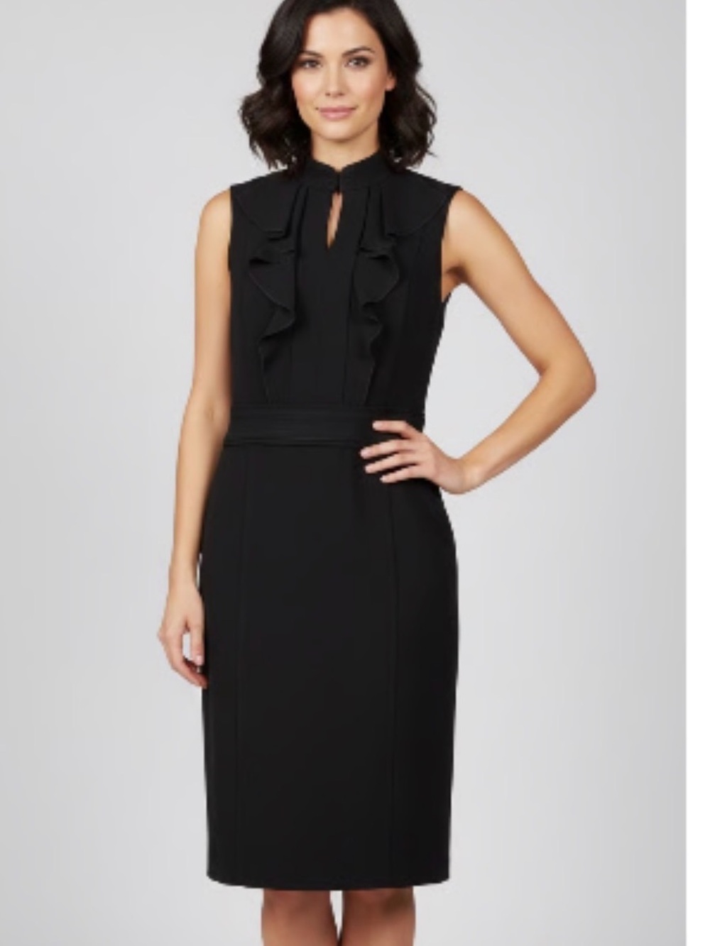 Tory Burch Black Sleeveless Ruffle Sheath Dress